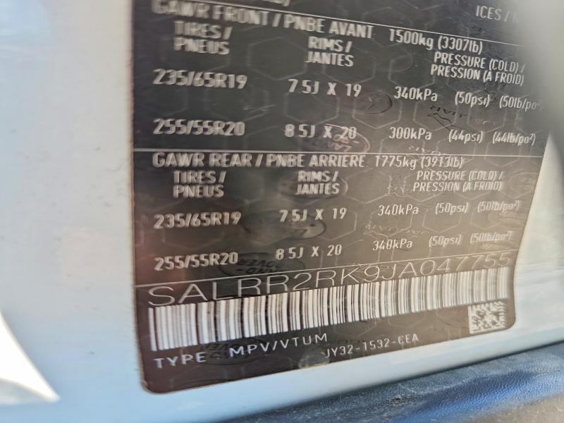 60995366 :رقم المزاد ، SALRR2RK9JA047755 vin ، 2018 Land Rover Discovery مزاد بيع
