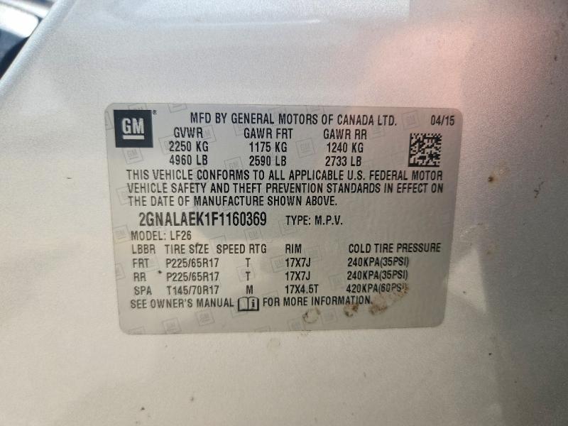 Продаж на аукціоні авто 2015 Chevrolet Equinox, vin: 2GNALAEK1F1160369, номер лоту: 60050196