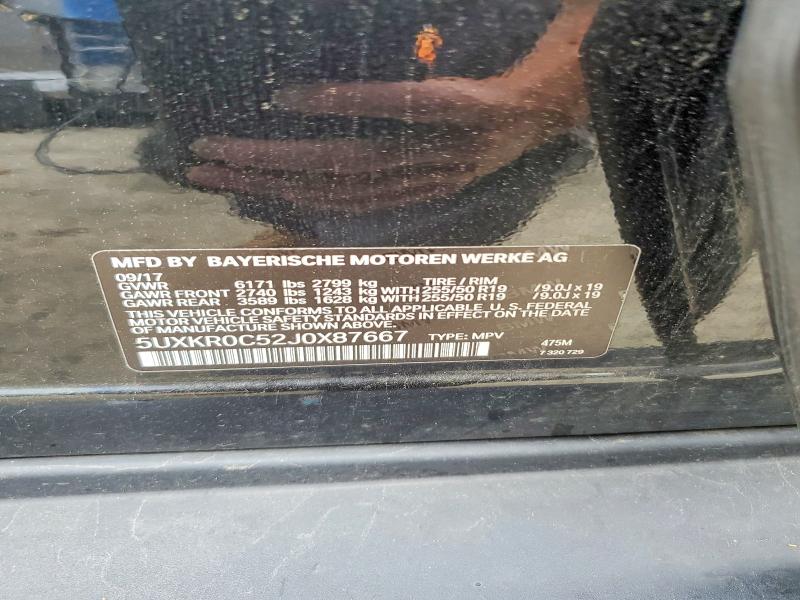 59786476 :رقم المزاد ، 5UXKR0C52J0X87667 vin ، 2018 Bmw X5 مزاد بيع