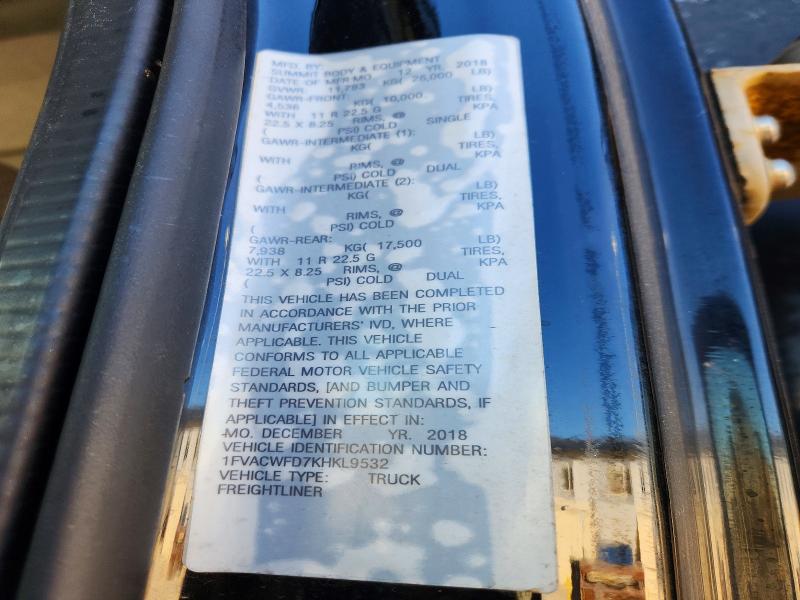 Продаж на аукціоні авто 2019 Freightliner M2, vin: 1FVACWFD7KHKL9532, номер лоту: 57461446