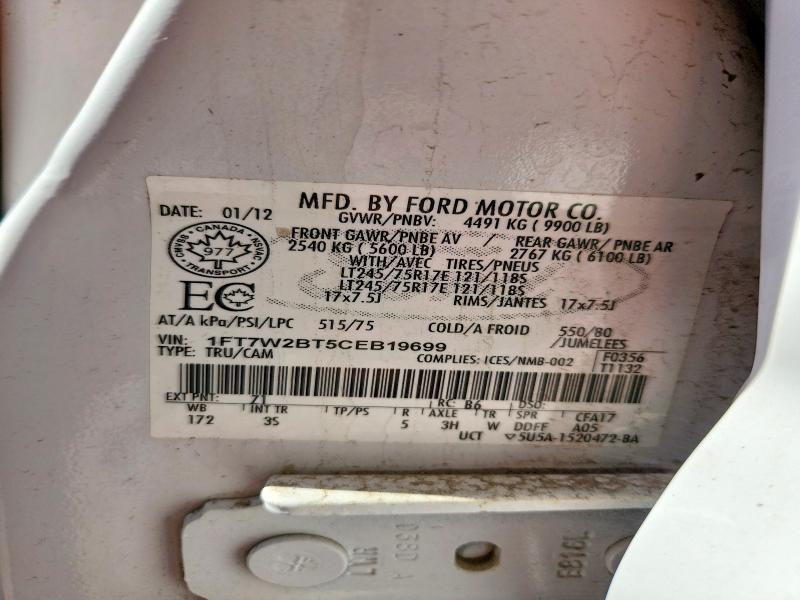 Aukcja sprzedaży 2012 Ford F250, vin: 1FT7W2BT5CEB19699, numer aukcji: 62515336