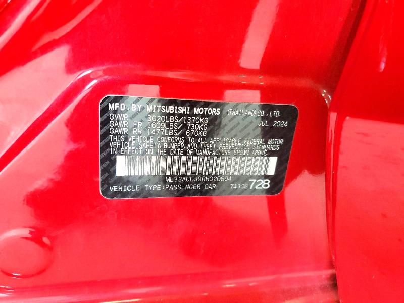 Продаж на аукціоні авто 2024 Mitsubishi Mirage, vin: ML32AUHJ9RH020694, номер лоту: 61493196