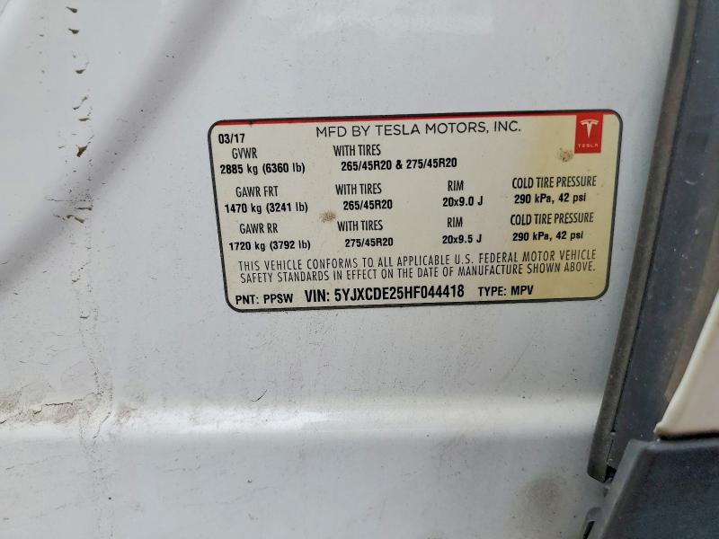 Продажа на аукционе авто 2017 Tesla Model X, vin: 5YJXCDE25HF044418, номер лота: 41632016