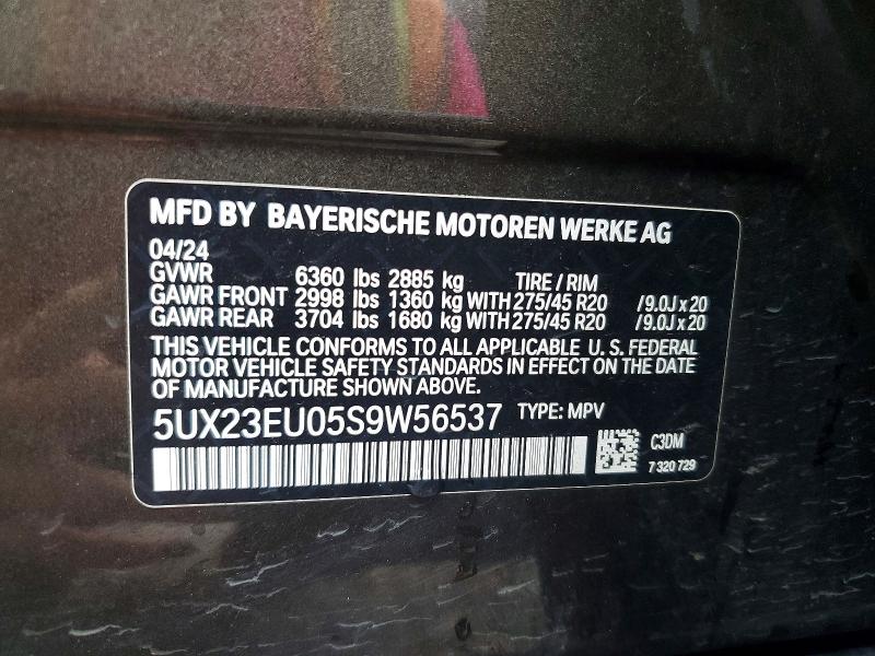 62746126 :رقم المزاد ، 5UX23EU05S9W56537 vin ، 2025 Bmw X5 مزاد بيع