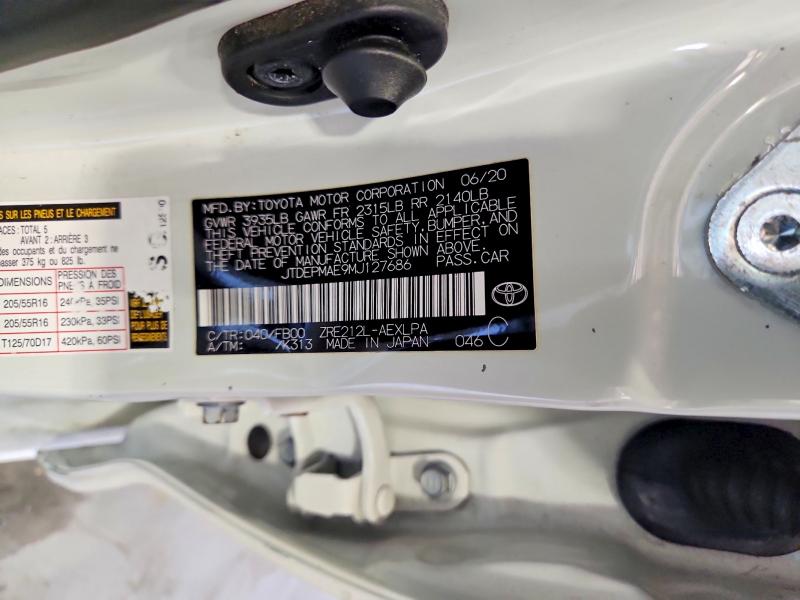 2021 Toyota Corolla მანქანა იყიდება აუქციონზე, vin: JTDEPMAE9MJ127686, აუქციონის ნომერი: 63488966