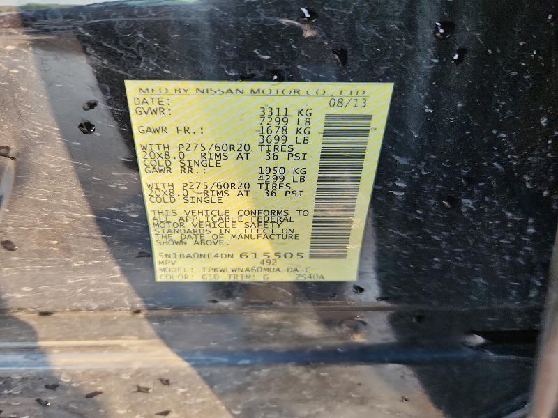 2013 Nissan Armada მანქანა იყიდება აუქციონზე, vin: 5N1BA0NE4DN615505, აუქციონის ნომერი: 59802486