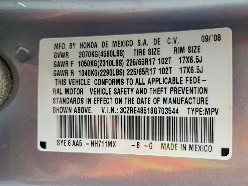 60603866 :رقم المزاد ، 3CZRE48518G703544 vin ، 2008 Honda Cr-v مزاد بيع
