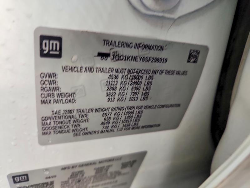 62854846 :رقم المزاد ، 1GC1KNEY6SF298919 vin ، 2025 Chevrolet Silverado مزاد بيع