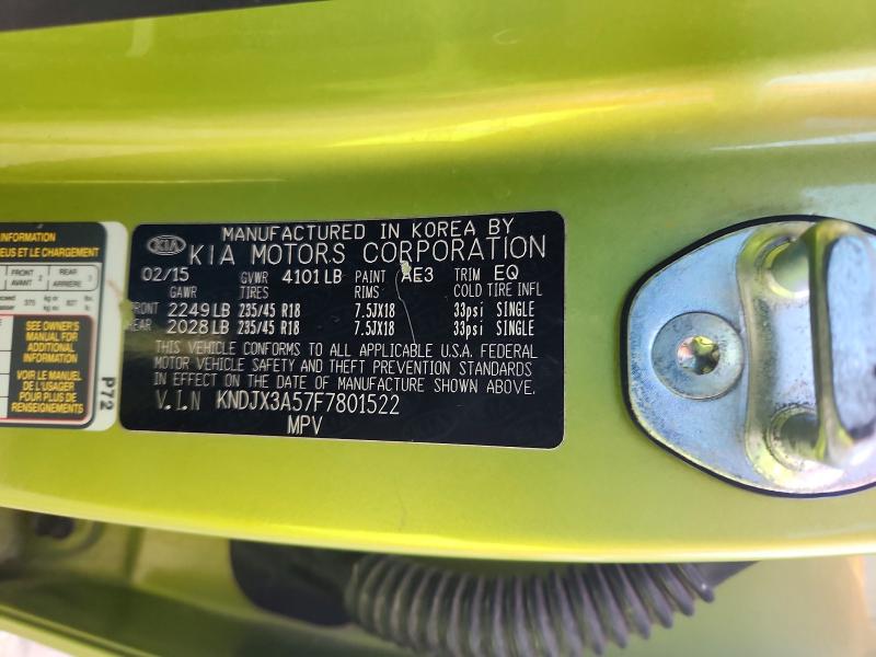 2015 Kia Soul მანქანა იყიდება აუქციონზე, vin: KNDJX3A57F7801522, აუქციონის ნომერი: 61669136