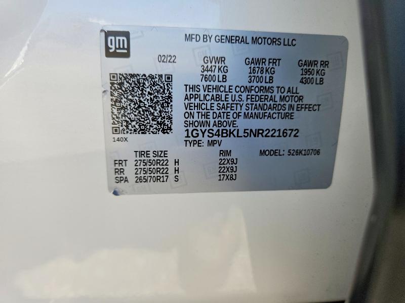 Продажа на аукционе авто 2022 Cadillac Escalade, vin: 1GYS4BKL5NR221672, номер лота: 63428856
