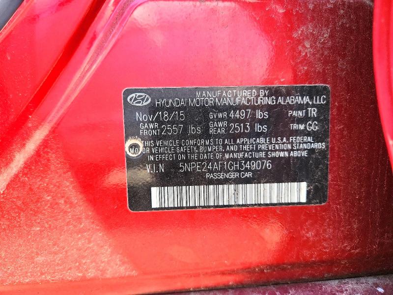 Продаж на аукціоні авто 2016 Hyundai Sonata, vin: 5NPE24AF1GH349076, номер лоту: 61550196