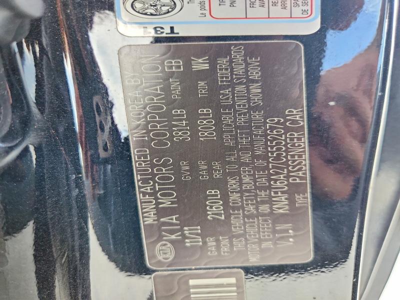 Aukcja sprzedaży 2012 Kia Forte, vin: KNAFU6A27C5552679, numer aukcji: 59966116