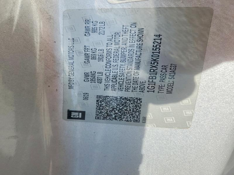 61764366 :رقم المزاد ، 1G1FB1RX5K0155214 vin ، 2019 Chevrolet Camaro مزاد بيع