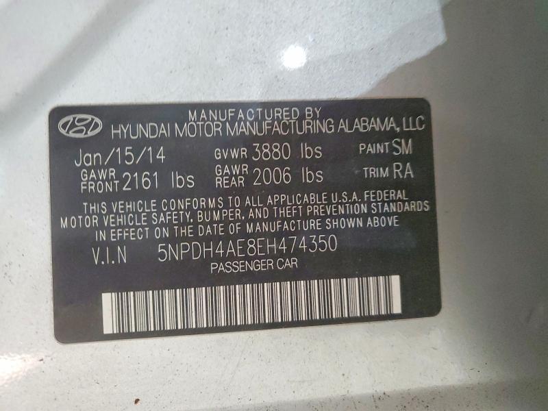Aukcja sprzedaży 2014 Hyundai Elantra, vin: 5NPDH4AE8EH474350, numer aukcji: 61960446