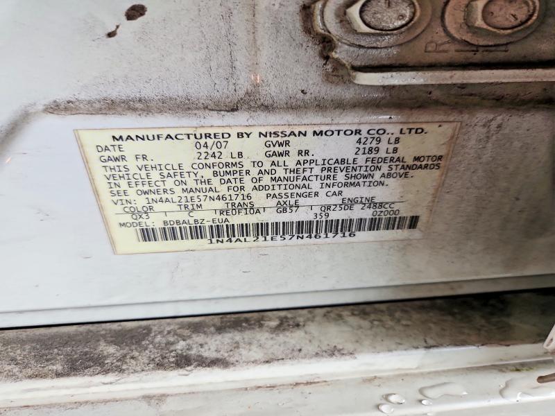 Продаж на аукціоні авто 2007 Nissan Altima, vin: 1N4AL21E57N461716, номер лоту: 62703536