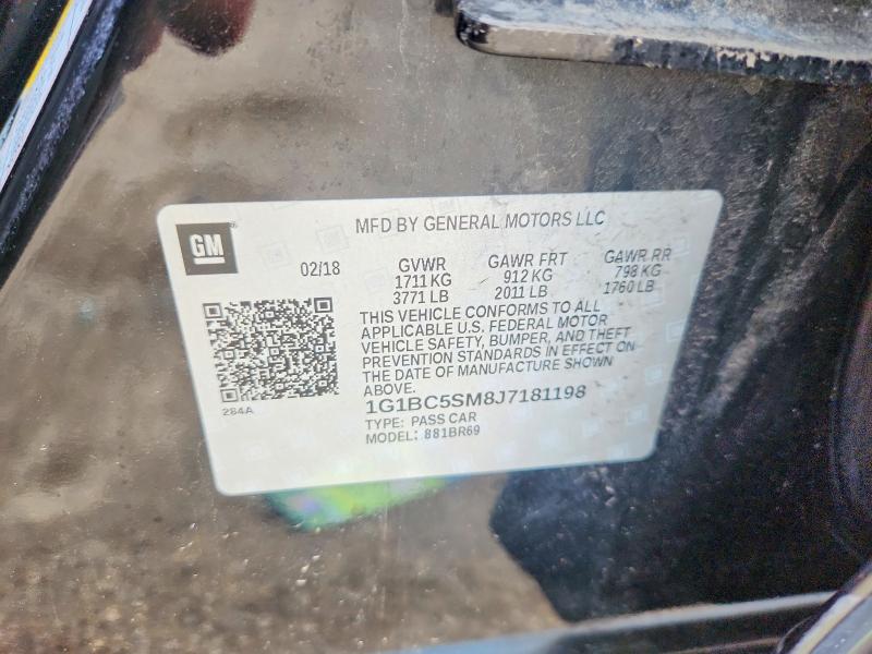 Aukcja sprzedaży 2018 Chevrolet Cruze, vin: 1G1BC5SM8J7181198, numer aukcji: 62672036