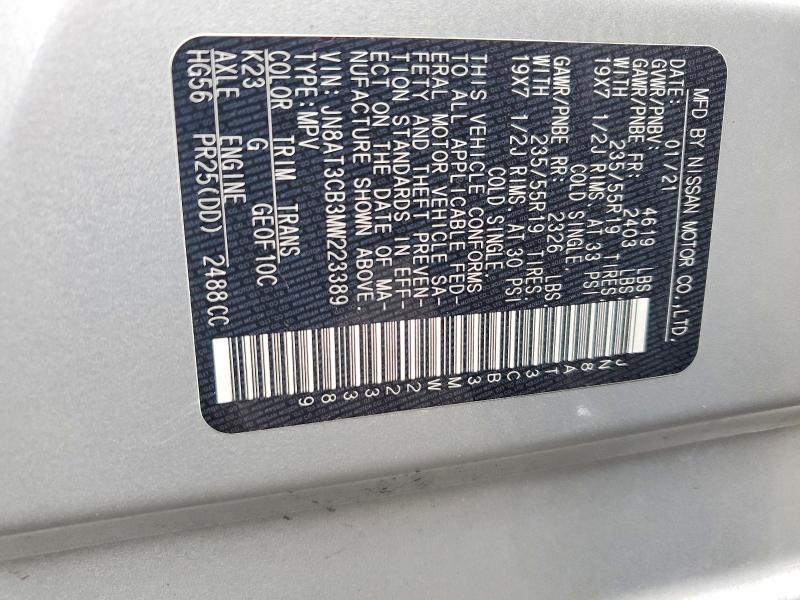 Продаж на аукціоні авто 2021 Nissan Rogue, vin: JN8AT3CB3MW223389, номер лоту: 61432066