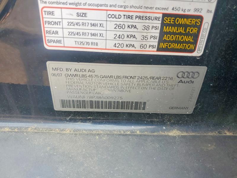 Продажа на аукционе авто 2008 Audi A3, vin: WAUNF78P38A009275, номер лота: 61749366