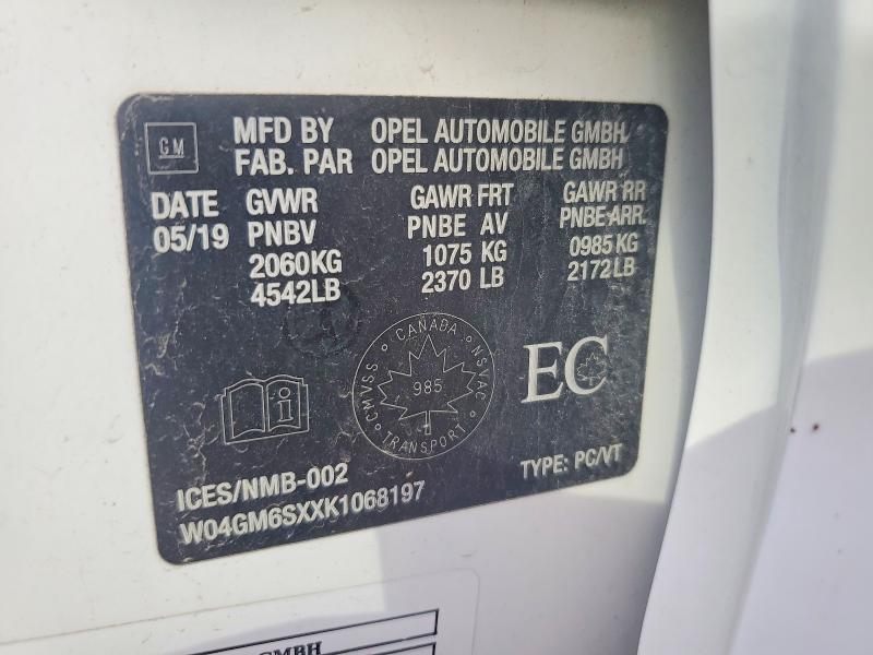 2019 Buick Regal მანქანა იყიდება აუქციონზე, vin: W04GM6SXXK1068197, აუქციონის ნომერი: 59377026