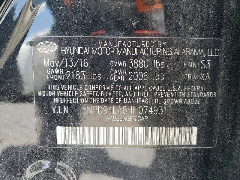 2017 Hyundai Elantra მანქანა იყიდება აუქციონზე, vin: 5NPD94LA6HH074931, აუქციონის ნომერი: 61075456