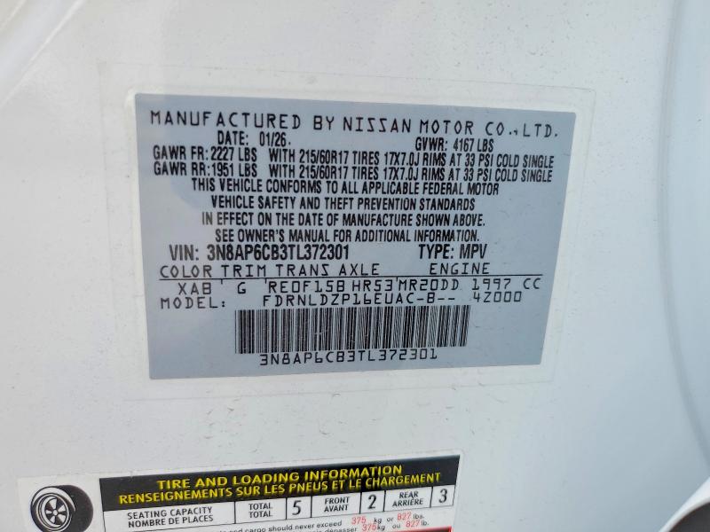 Aukcja sprzedaży 2026 Nissan Kicks, vin: 3N8AP6CB3TL372301, numer aukcji: 59851576