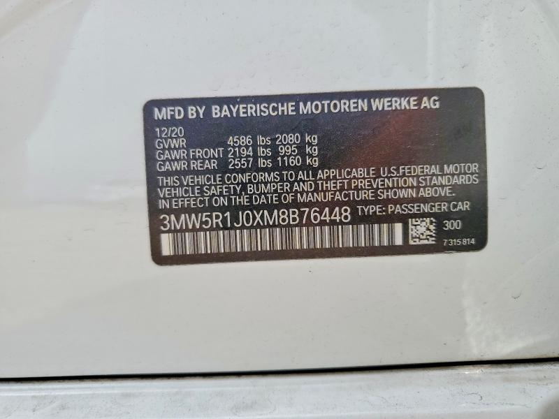 Продаж на аукціоні авто 2021 Bmw 330i, vin: 3MW5R1J0XM8B76448, номер лоту: 59744976