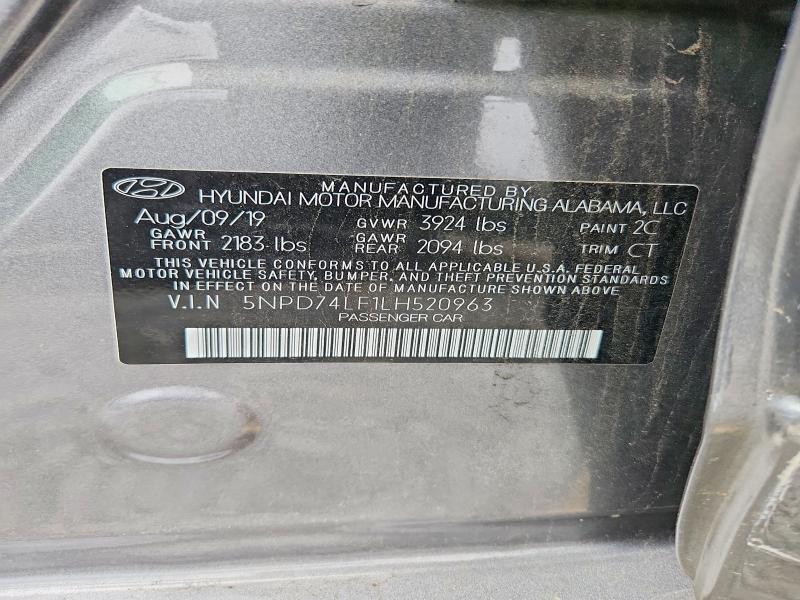 Продаж на аукціоні авто 2020 Hyundai Elantra, vin: 5NPD74LF1LH520963, номер лоту: 62070426