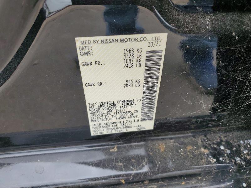 Aukcja sprzedaży 2021 Nissan Altima, vin: 1N4BL4DV6MN417618, numer aukcji: 60157956