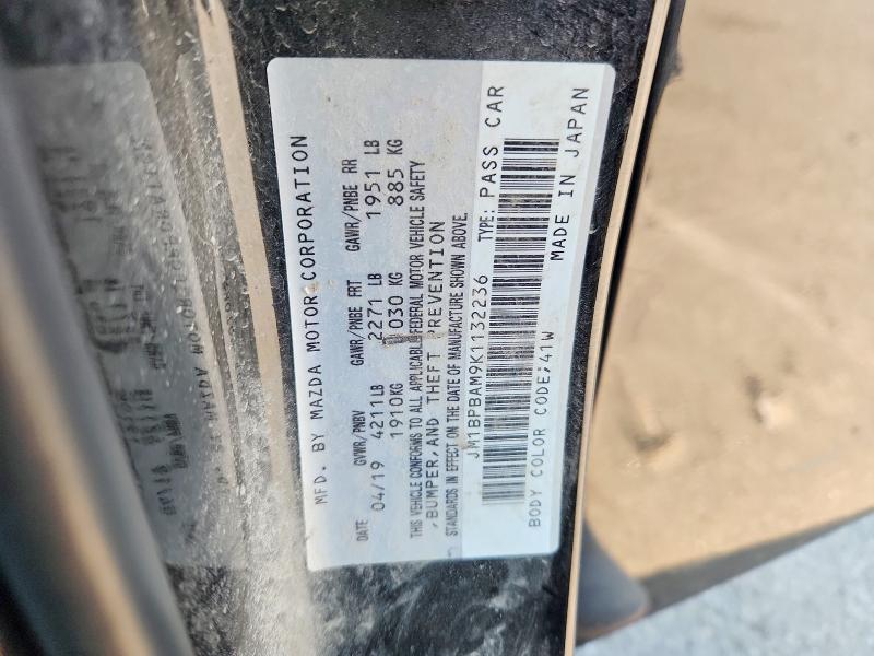 2019 Mazda 3 მანქანა იყიდება აუქციონზე, vin: JM1BPBAM9K1132236, აუქციონის ნომერი: 62280596
