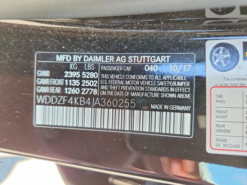 61908126 :رقم المزاد ، WDDZF4KB4JA360255 vin ، 2018 Mercedes-benz E مزاد بيع