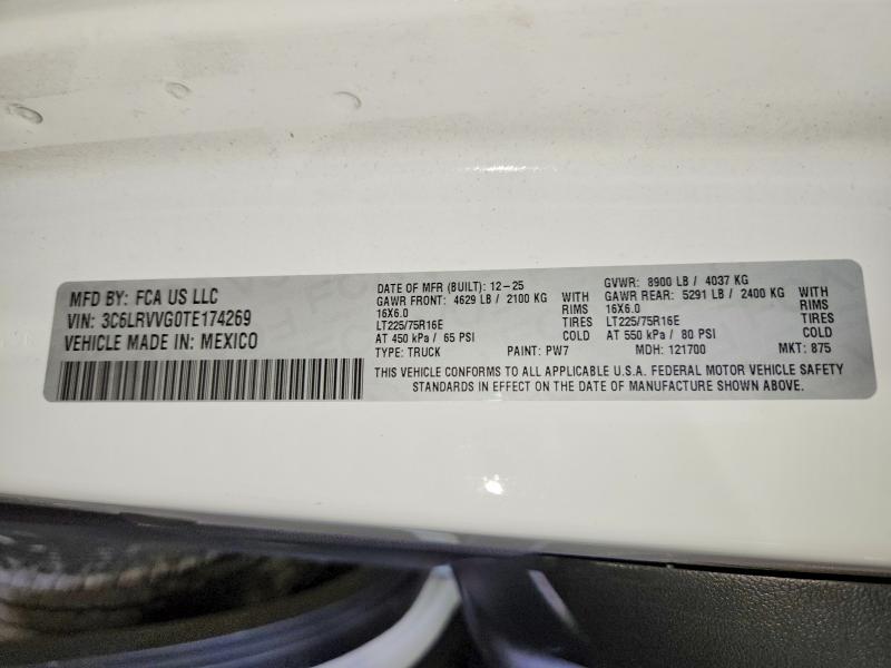 2026 Ram Promaster 2500 მანქანა იყიდება აუქციონზე, vin: 3C6LRVVG0TE174269, აუქციონის ნომერი: 59701606