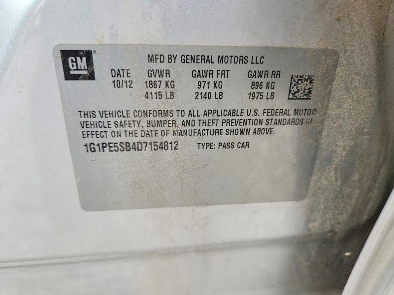 Продажа на аукционе авто 2013 Chevrolet Cruze, vin: 1G1PE5SB4D7154812, номер лота: 63352076