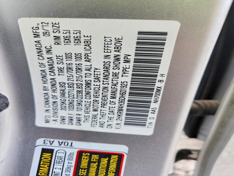 60288786 :رقم المزاد ، 2HKRM4H36DH601925 vin ، 2013 Honda Cr-v مزاد بيع