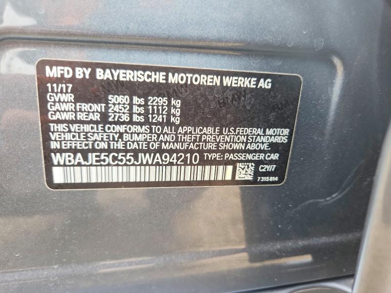61748556 :رقم المزاد ، WBAJE5C55JWA94210 vin ، 2018 Bmw 540 مزاد بيع