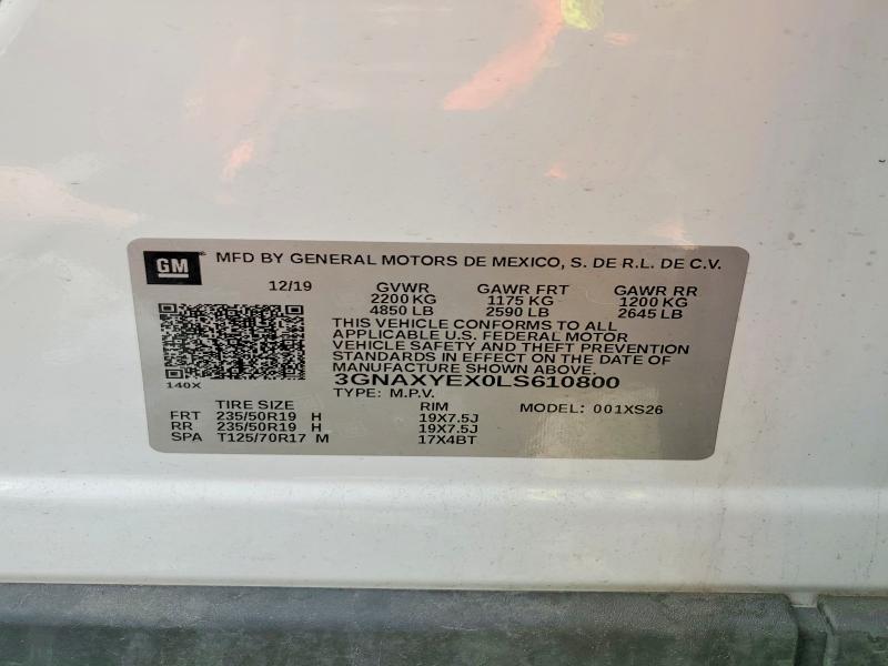 60627546 :رقم المزاد ، 3GNAXYEX0LS610800 vin ، 2020 Chevrolet Equinox مزاد بيع