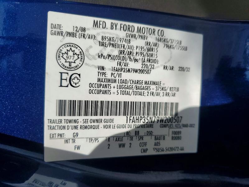 Aukcja sprzedaży 2009 Ford Focus, vin: 1FAHP35N79W200507, numer aukcji: 62804696