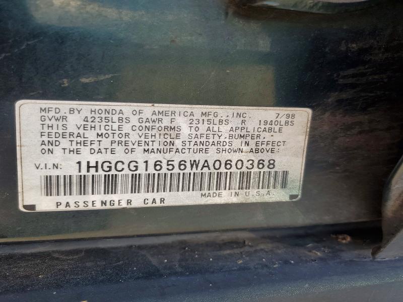 Продажа на аукционе авто 1998 Honda Accord, vin: 1HGCG1656WA060368, номер лота: 85773345