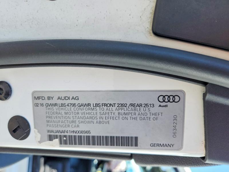 60177206 :رقم المزاد ، WAUANAF41HN008965 vin ، 2017 Audi A4 مزاد بيع
