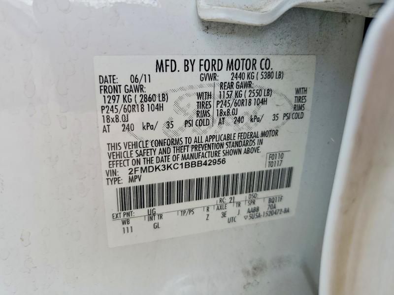 2011 Ford Edge მანქანა იყიდება აუქციონზე, vin: 2FMDK3KC1BBB42956, აუქციონის ნომერი: 59095776