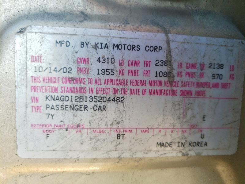 Продажа на аукционе авто 2003 Kia Optima, vin: KNAGD126135204482, номер лота: 60088066