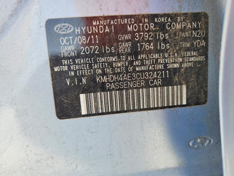 62984926 :رقم المزاد ، KMHDH4AE3CU324211 vin ، 2012 Hyundai Elantra مزاد بيع