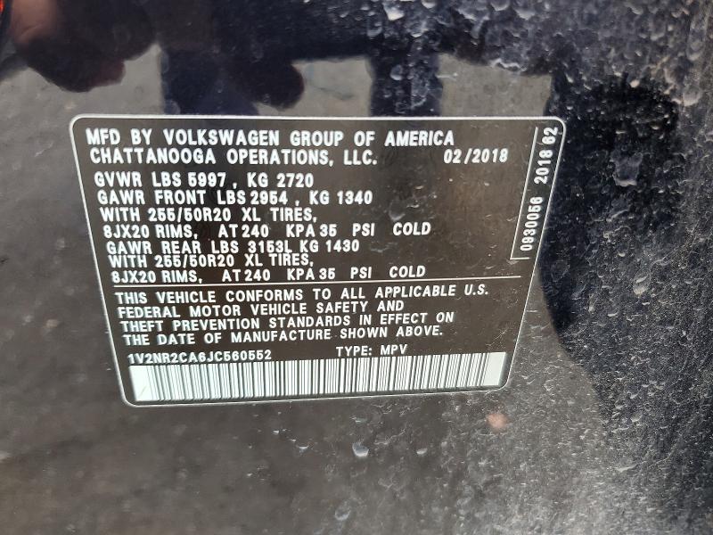 Aukcja sprzedaży 2018 Volkswagen Atlas, vin: 1V2NR2CA6JC560552, numer aukcji: 59288676