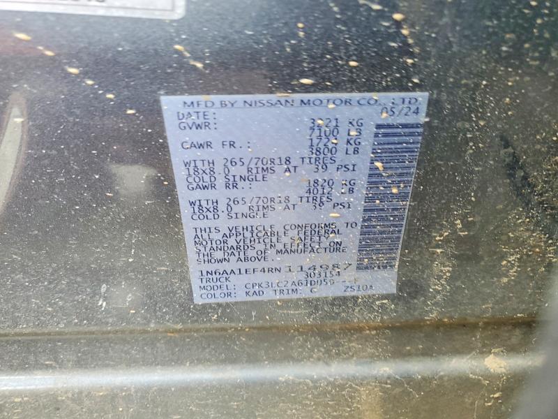 Aukcja sprzedaży 2024 Nissan Titan, vin: 1N6AA1EF4RN114987, numer aukcji: 60236076
