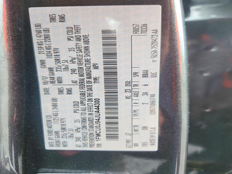 2018 Ford Escape მანქანა იყიდება აუქციონზე, vin: 1FMCU0J94JUA44300, აუქციონის ნომერი: 59268636