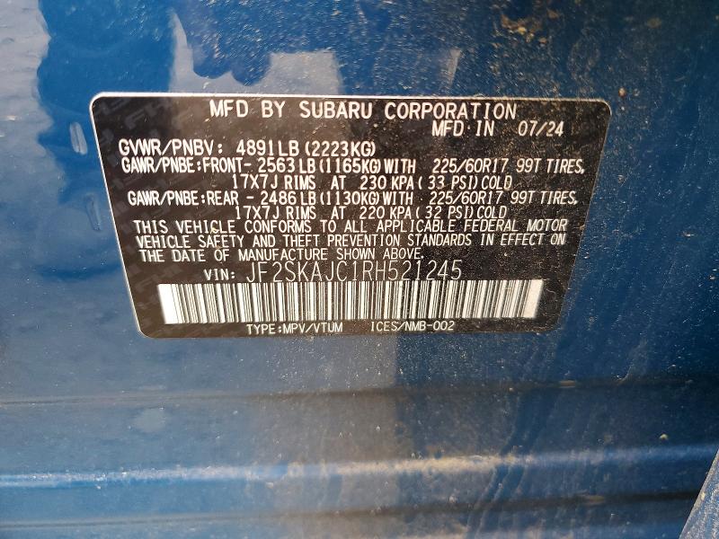 Aukcja sprzedaży 2024 Subaru Forester, vin: JF2SKAJC1RH521245, numer aukcji: 61215006