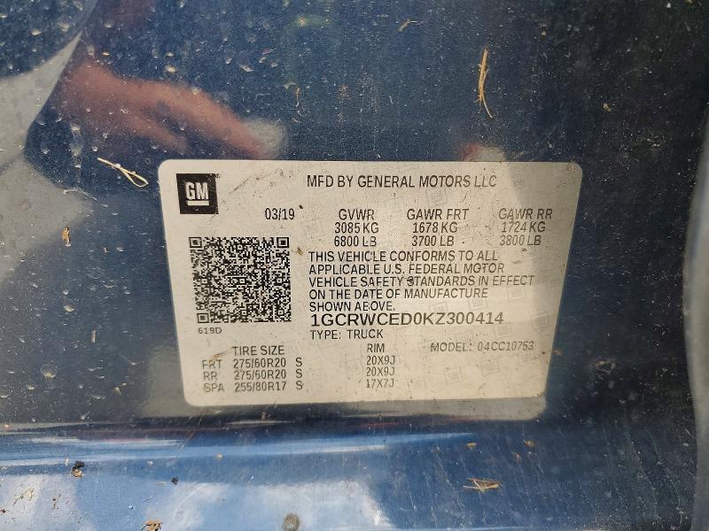 Aukcja sprzedaży 2019 Chevrolet Silverado, vin: 1GCRWCED0KZ300414, numer aukcji: 60749056
