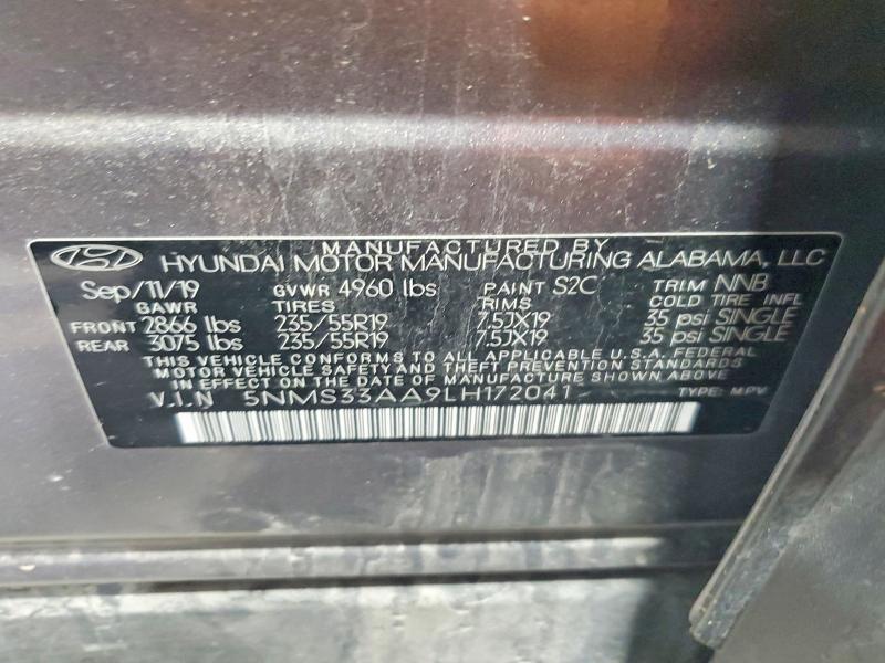 Продаж на аукціоні авто 2020 Hyundai Santa Fe, vin: 5NMS33AA9LH172041, номер лоту: 59684406