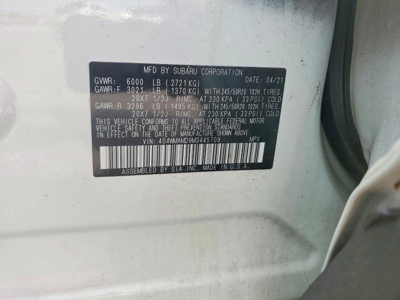 Продаж на аукціоні авто 2021 Subaru Ascent, vin: 4S4WMAMD9M3445709, номер лоту: 61299486