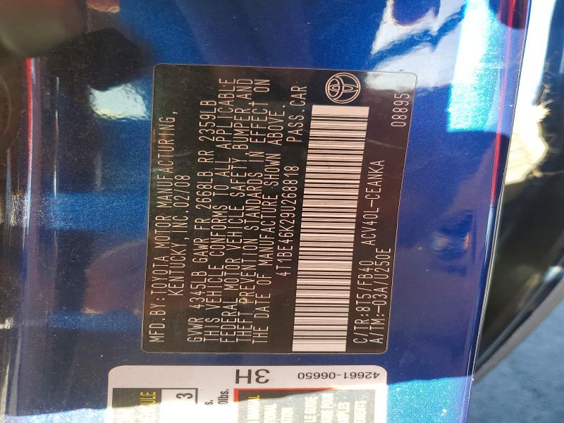 60229836 :رقم المزاد ، 4T1BE46K29U268818 vin ، 2009 Toyota Camry مزاد بيع