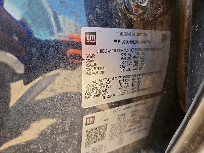 Aukcja sprzedaży 2021 Gmc Sierra, vin: 1GTU9DED6MZ443765, numer aukcji: 60555606